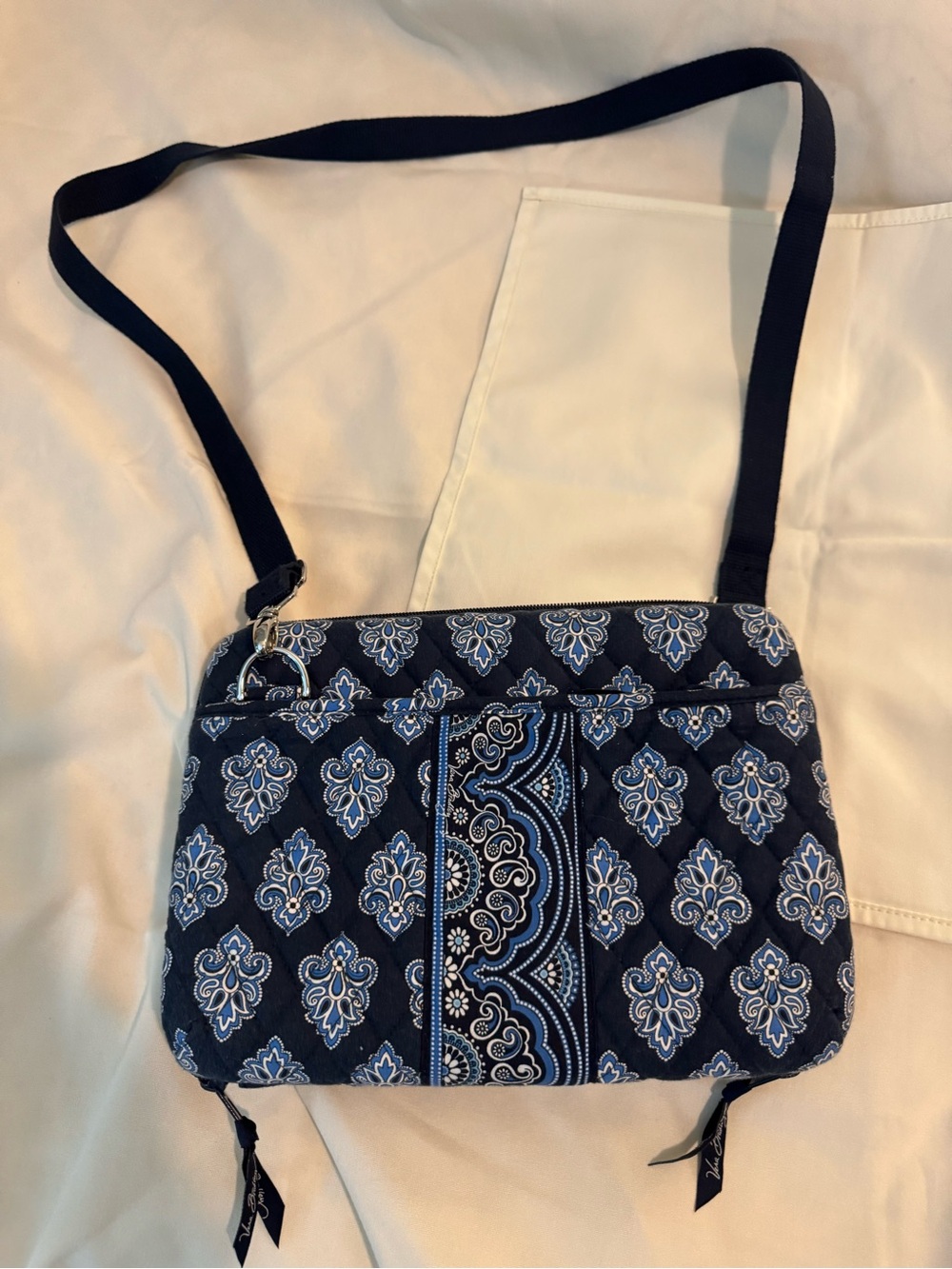 Vera Bradley Blue and white crossbody Ipad bag with adjustable strap hard cover